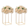 NUPTIO Gold Metal Rectangular Vase, 2 Pcs 15.75 inches Tall, Elegant Floral Centerpiece for Wedding, Housewarming, Mothers Day,