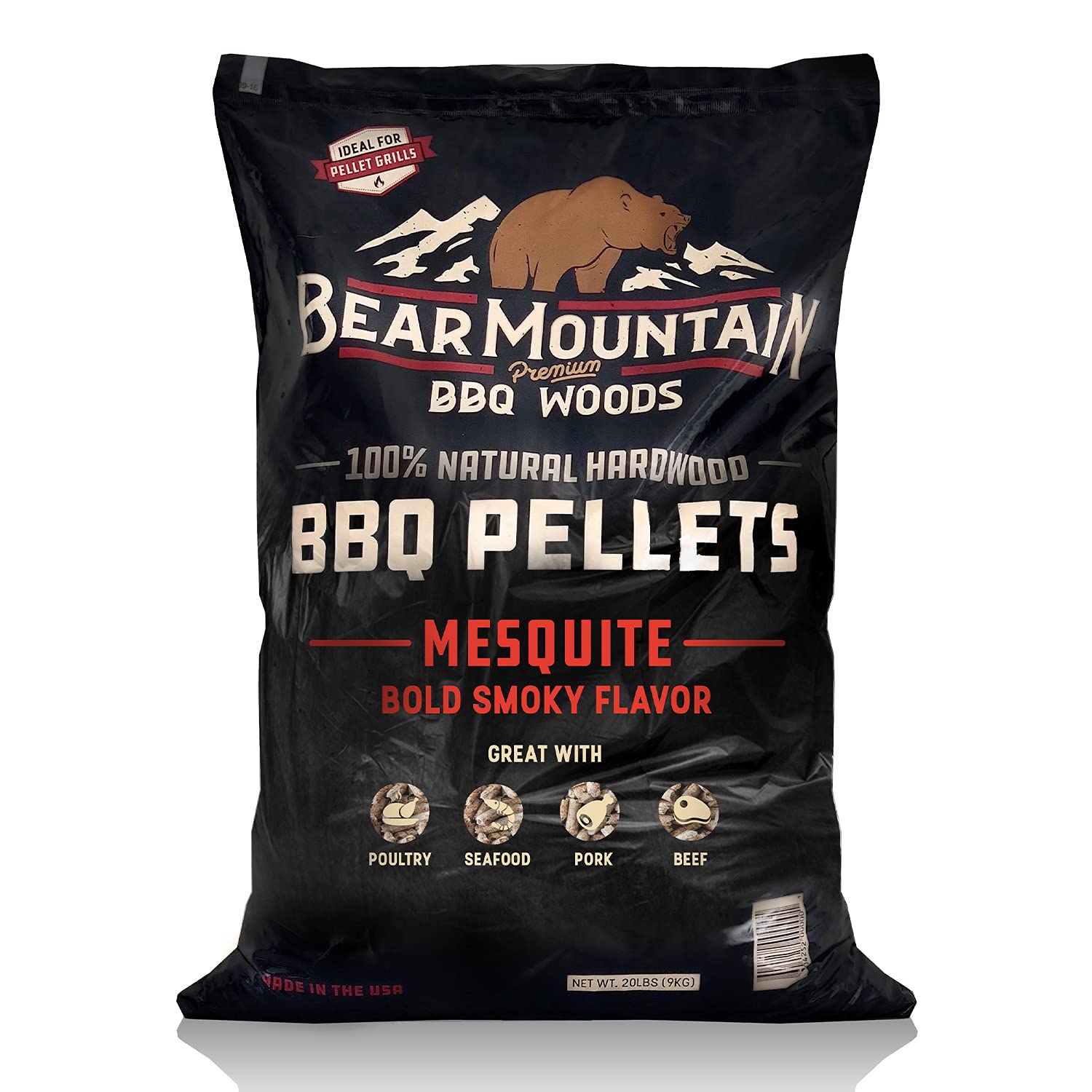 Bear Mountain Premium Bbq Woods Premium All Natural Earthy And Bold Mesquite Smoker Wood Chip Pellets For Outdoor Gas, Charcoal,
