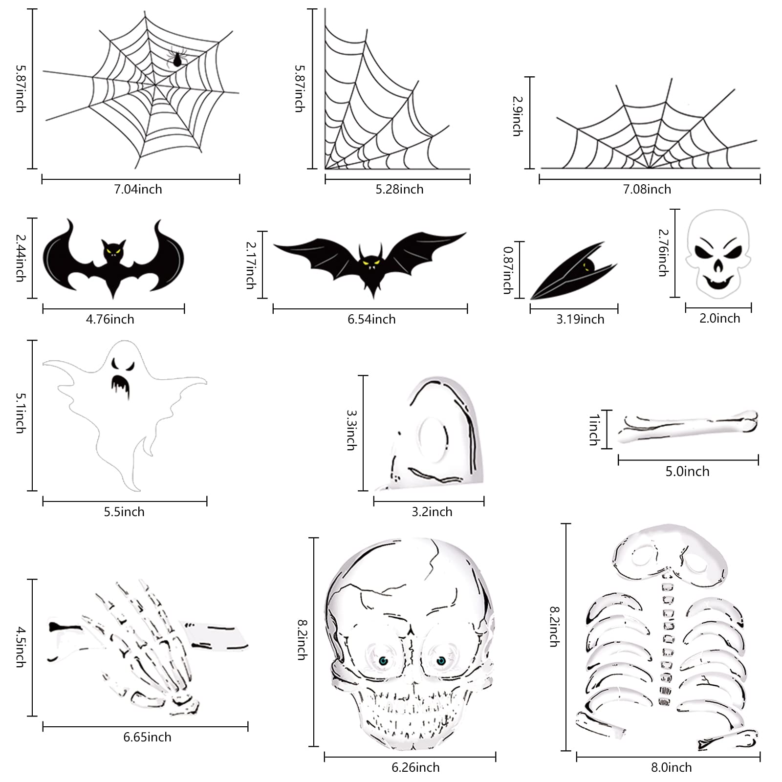 140Pcs Halloween Window Clings Decor For Halloween Decorations, Double Side Halloween Window Stickers Removable Glass Decals For
