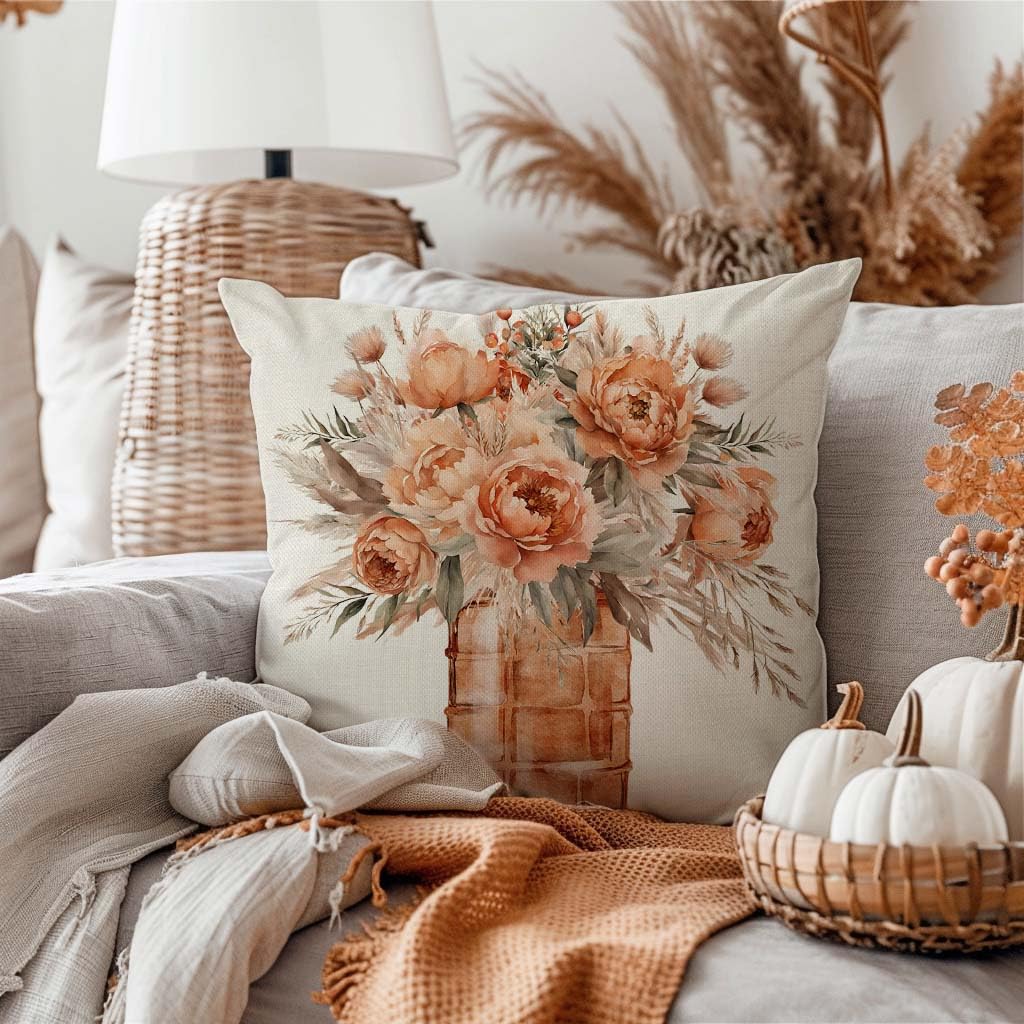 Pandicorn Fall Throw Pillow Covers 18X18 Inch Set Of 4 Mason Jar Floral Pampas Truck Bless Home Boho Orange Outdoor Farmhouse Co