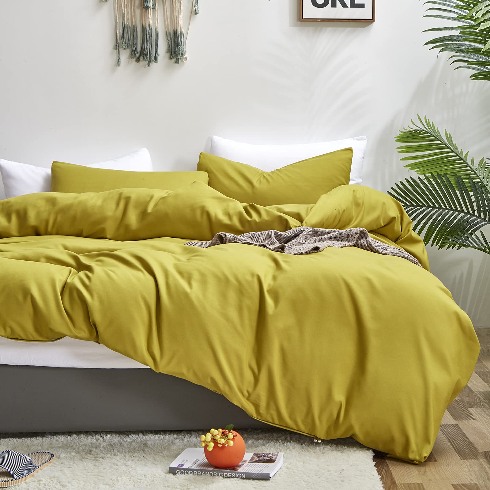 Clothknow Moss Green Comforter Set King Chartreuse Bedding Comforter Set Yellow Green Bedding Sets Green Bed Comforter Sets 3Pcs King Size Comforter Sets