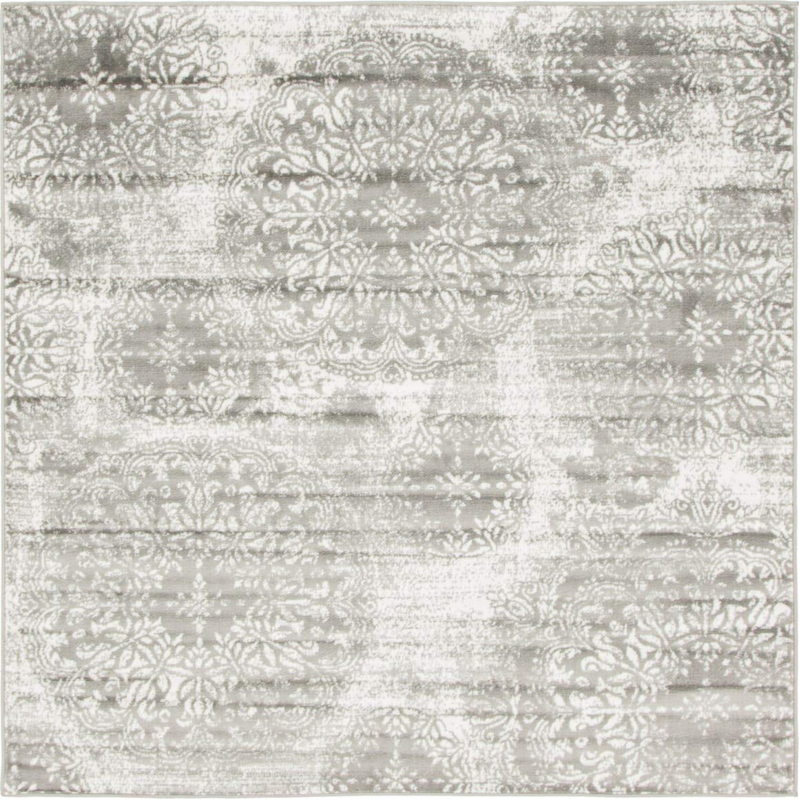 Unique Loom Sofia Collection Area Rug - Grand (6 1 Square, Gray/ Ivory)
