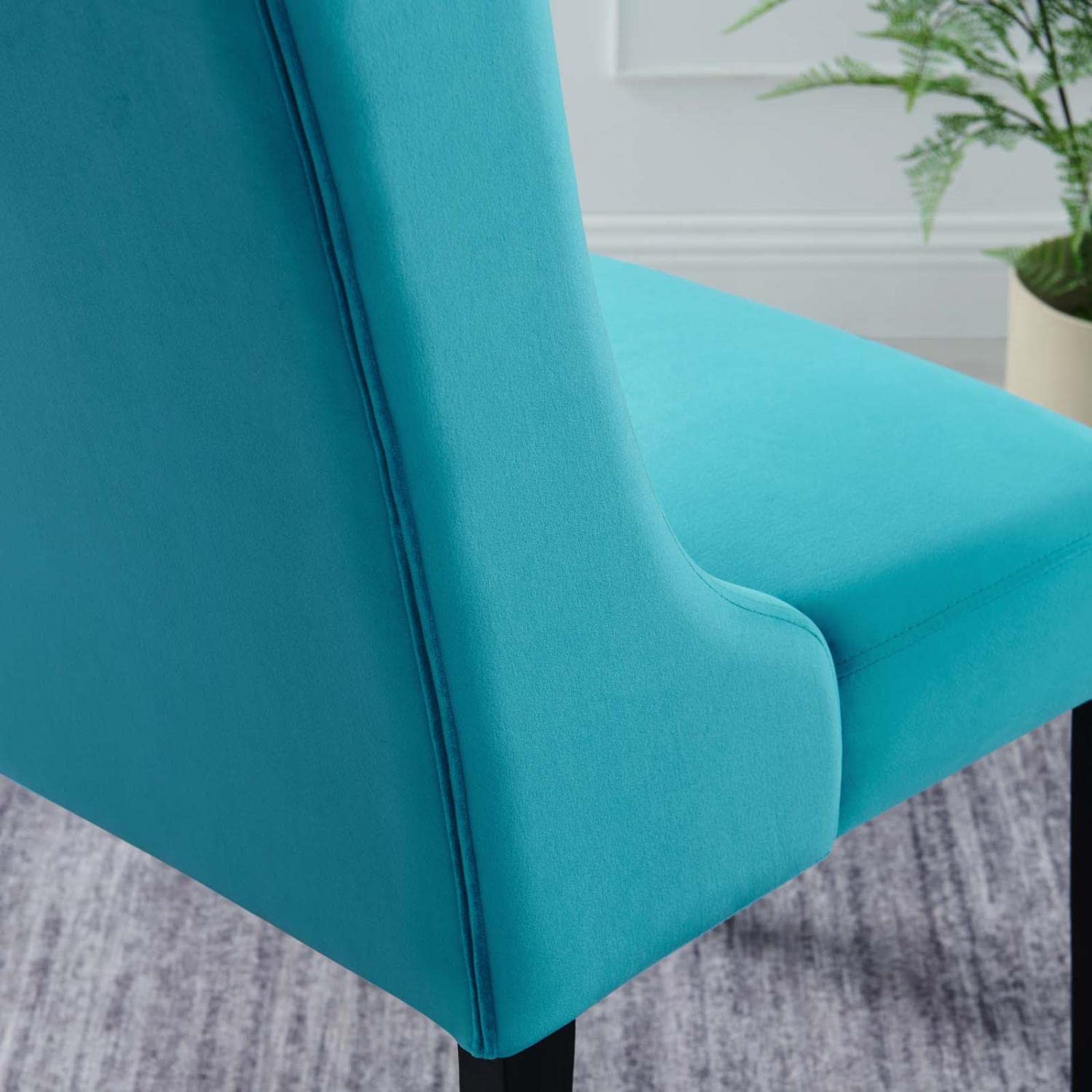 Modway Baronet 20&Quot; Tufted Velvet Dining Chairs In Blue/Black (Set Of 2)