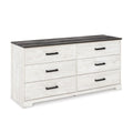 Signature Design by Ashley Shawburn 6 Drawer Dresser, Whitewash & Gray