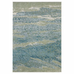 HomeRoots Heat-Set Polypropelene 7’ x 10’ Blue Sage Impressionistic Ocean Area Rug