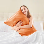 Bedelite Satin Pillowcase With Zipper, Burnt Orange Pillow Cases Queen Size Set Of 2, Super Soft And Cooling Similar To Silk Pil
