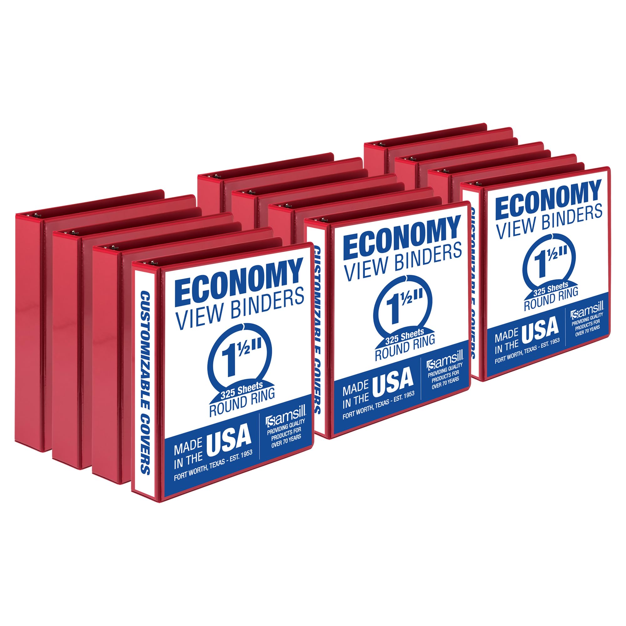 Samsill 1.5 Inch 3 Ring Binders, Made In Usa, Economy Round Ring, Clear View Cover, 325 Sheet Capacity - For School, Home, Offic