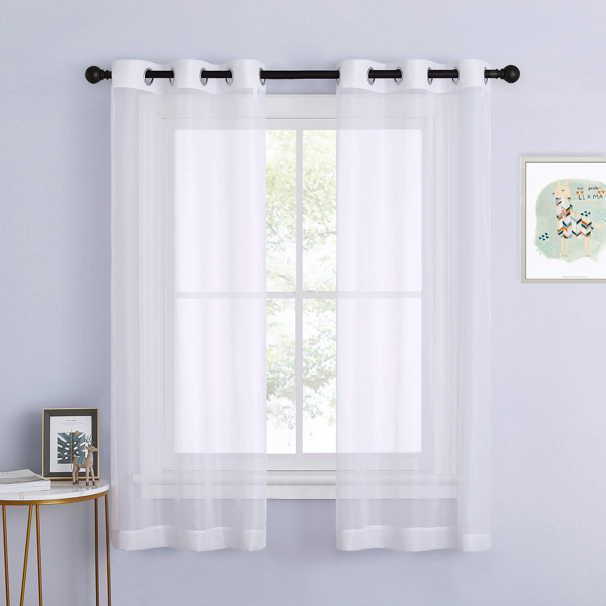 Nicetown Sheer Curtains 63 Inch Length - Grommet Living Room Curtain Panels Voile Textured Soft And Lightweight Window Treatment