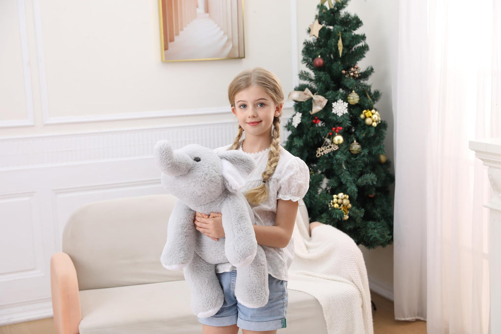 Jellymallow 5 Lbs 24' Weighted Elephant Stuffed Animals Gray, Giant Elephant Plush Pillow Huggable Plushie For Kids And Adults