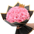 Waipfaru Pink Glitter Roses Bouquet, DIY Fake Flowers Bouquet, Everlasting Shiny Artificial Rose Bouquet for Valentine's Day, An