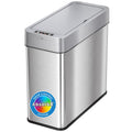 iTouchless 4 Gallon Bathroom Trash Can with Lid and Odor Filter, Lid Opens Left, 15 Liter Stainless Steel Slim Automatic Small W