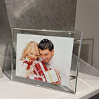 Ahago Silver Floating Frame (10''X12'',Horizontal), For Picture Sizes 8.5X11, 8X10, 7X9, Tabletop Shelf Photo Frame, Modern Mini