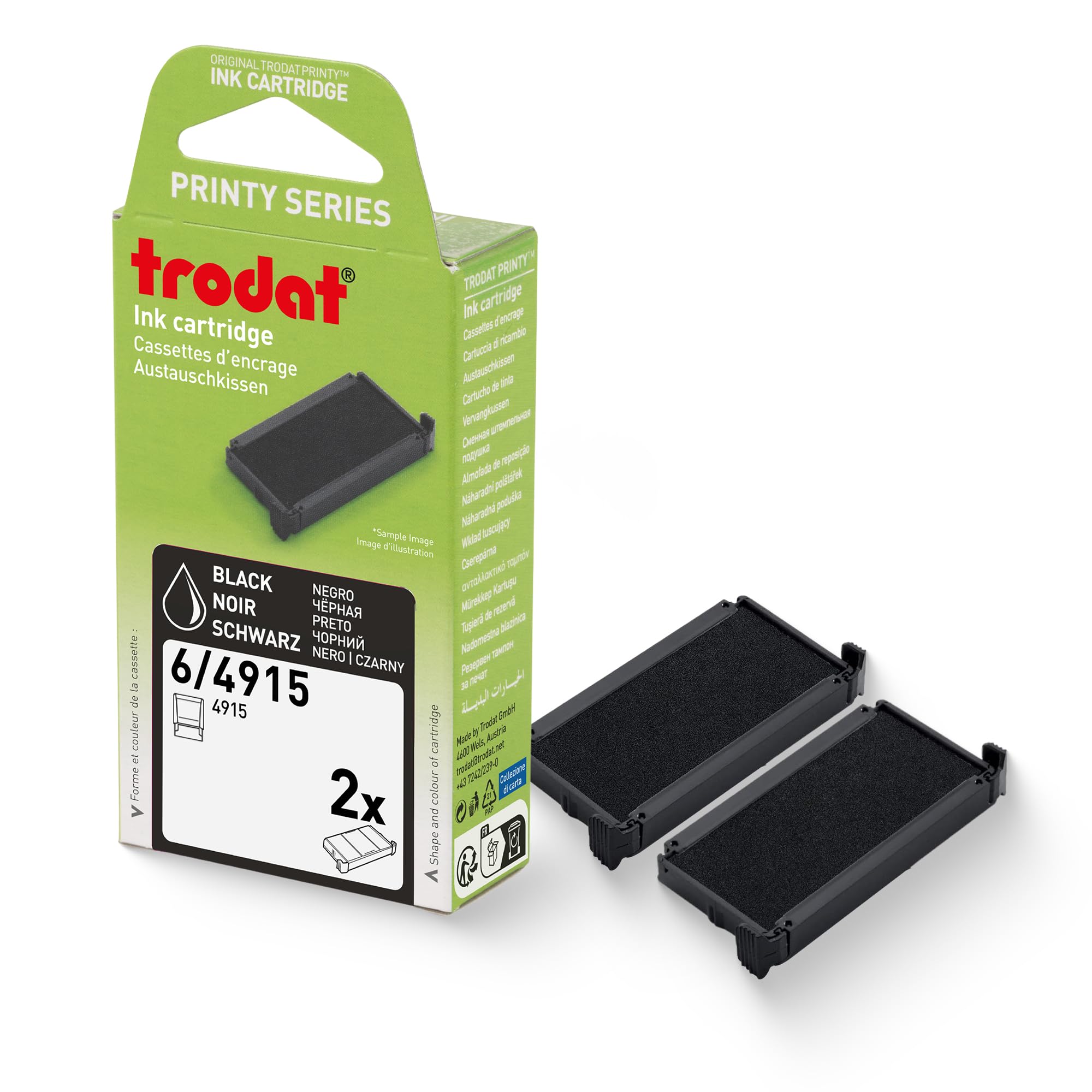 Trodat Replacement Pads, Printy 4915 Stamp, 2 Pack, Black