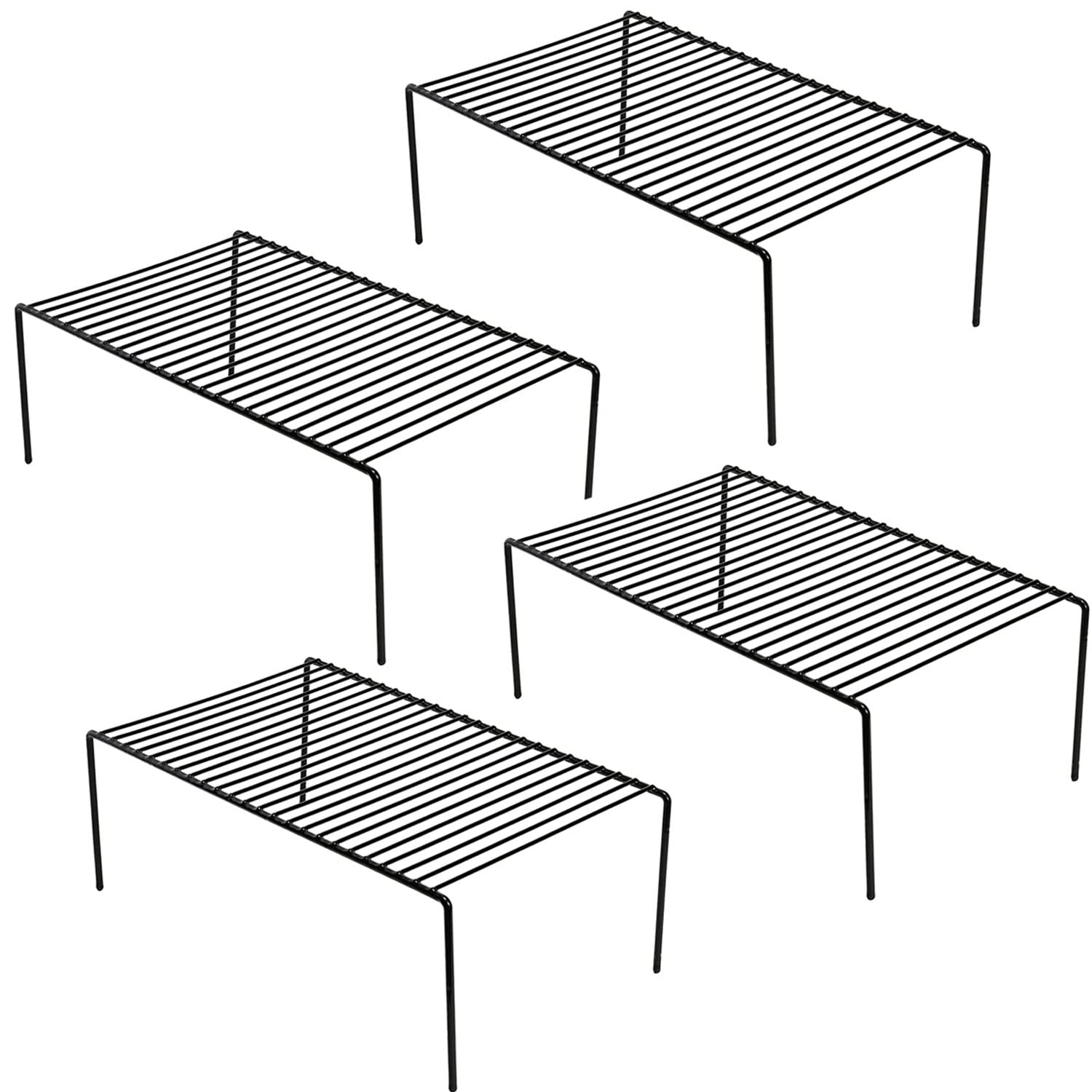 GEDLIRE Kitchen Cabinet Shelf Organizer Set of 4, Medium (13 x 9.4 inch) Metal Wire Pantry Storage Shelves, Dish Plate Racks for