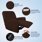 Purefit Stretch Recliner Sofa Slipcover With Pocket – Spandex Jacquard Non Slip Soft Couch Sofa Cover, Washable Furniture Protector With Elastic Bottom For Kids (Recliner, Coffee)