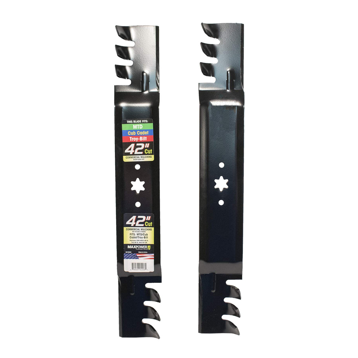 Maxpower 561532Xb 2 Blade Commercial Mulching Set For 42' Cut Mtd, Cub Cadet, Troy-Bilt Mowers, Replaces Oem No. 942-0616, 742-