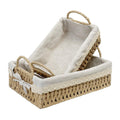 Paper Rope Storage Baskets Set of 2, Woven Baskets with Handles & Removable Liner, Decorative Shelf Organizer Bins for Bathroom,