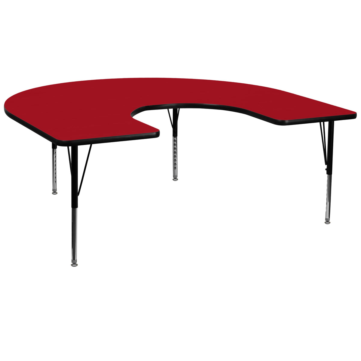 Flash Furniture Wren 60''W x 66''L Horseshoe Red Thermal Laminate Activity Table - Height Adjustable Short Legs