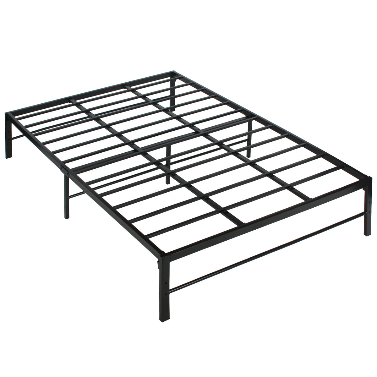 Better Home Products Lily Foldable Welded Black Metal Platform Bed Frame Queen