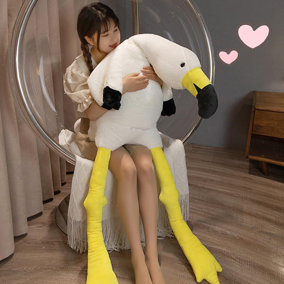 XQEYNT 63' Flamingo Stuffed Animal Plush Pillow Giant Stuffed Animal Plush Doll White Flamingo Plush Toys for Kids Birthday Chr