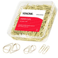 300 Pcs Cute Gold Paper Clips Assorted Sizes, Smooth Steel Wire Drop-Shaped Paperclips Large Medium And Small For Office Supplie