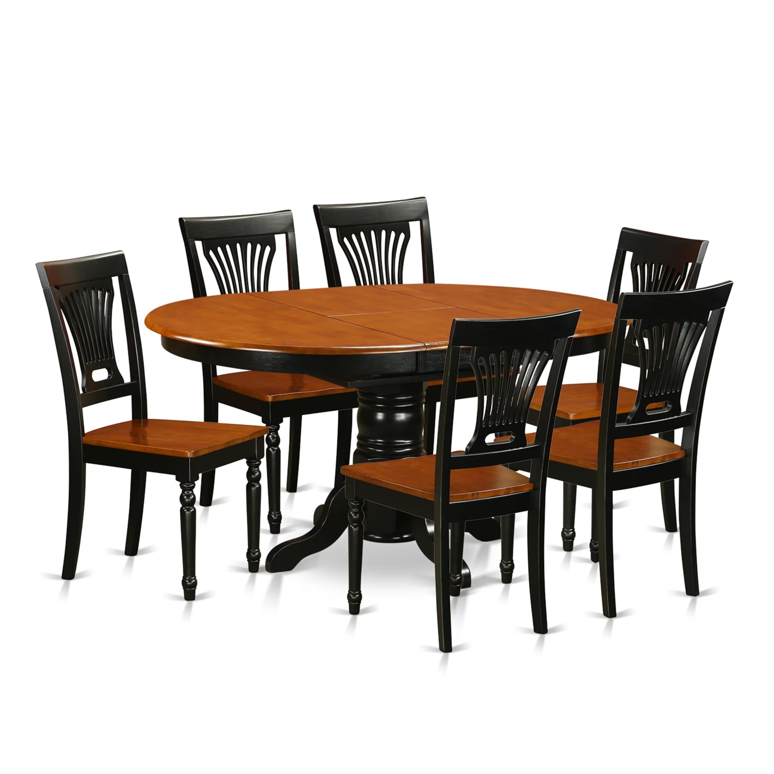 East West Furniture AVPL7-BCH-W 7 Piece Dining Room Furniture Set Consist of an Oval Kitchen Table with Butterfly Leaf and 6 Dining Chairs, 42x60 Inch, Black & Cherry