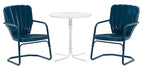 Crosley Furniture Ridgeland 3-Piece Outdoor Bistro Set, Retro Metal Patio Table and Chairs for Dining, Porch, Navy Gloss