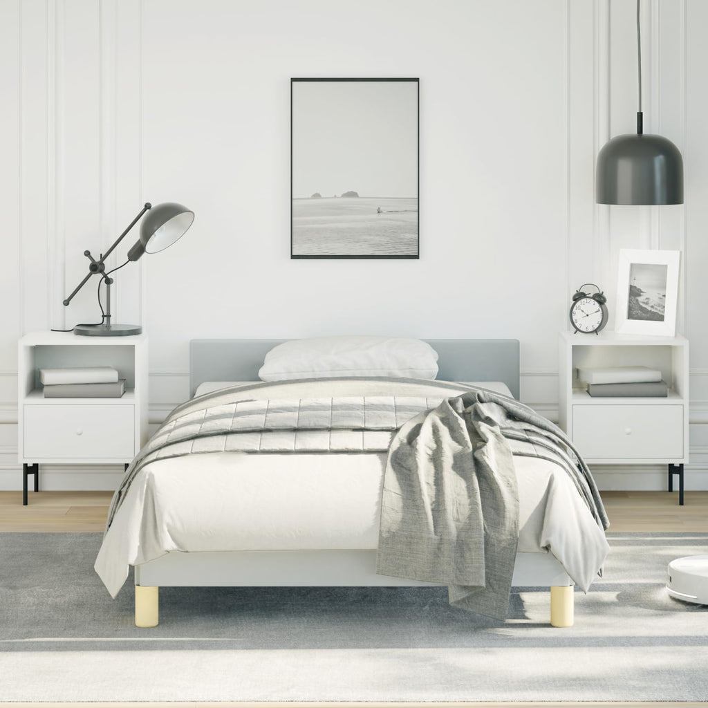 vidaXL Fabric Bed Frame Platform Bed, Scandinavian Style/Slats Support/No Box Spring Needed/Without Mattress/Easy Assembly, Light Grey Twin XL Bed