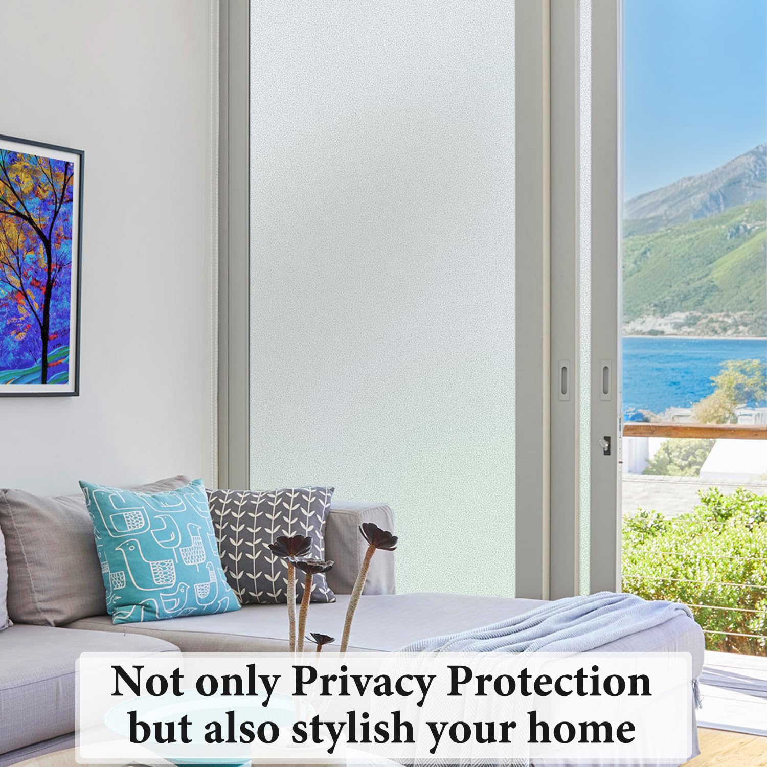 Duofire Window Privacy Film Natural Frosted Glass Film Static Cling Glass Film No Glue Anti-Uv Window Sticker Non Adhesive For P