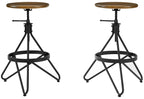 Crosley Furniture Kalen Wood Seat Adjustable Height Swivel Bar Stools Set Of 2, Brown/Matte Black