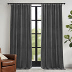 Ryb Home Velvet Blackout Curtains For Bedroom - Super Soft Room Darkening Curtains Thermal Insulated Drapes Heat Block Window Panels For Living Room, Wide 52 X Long 96, Grey, 2 Panels