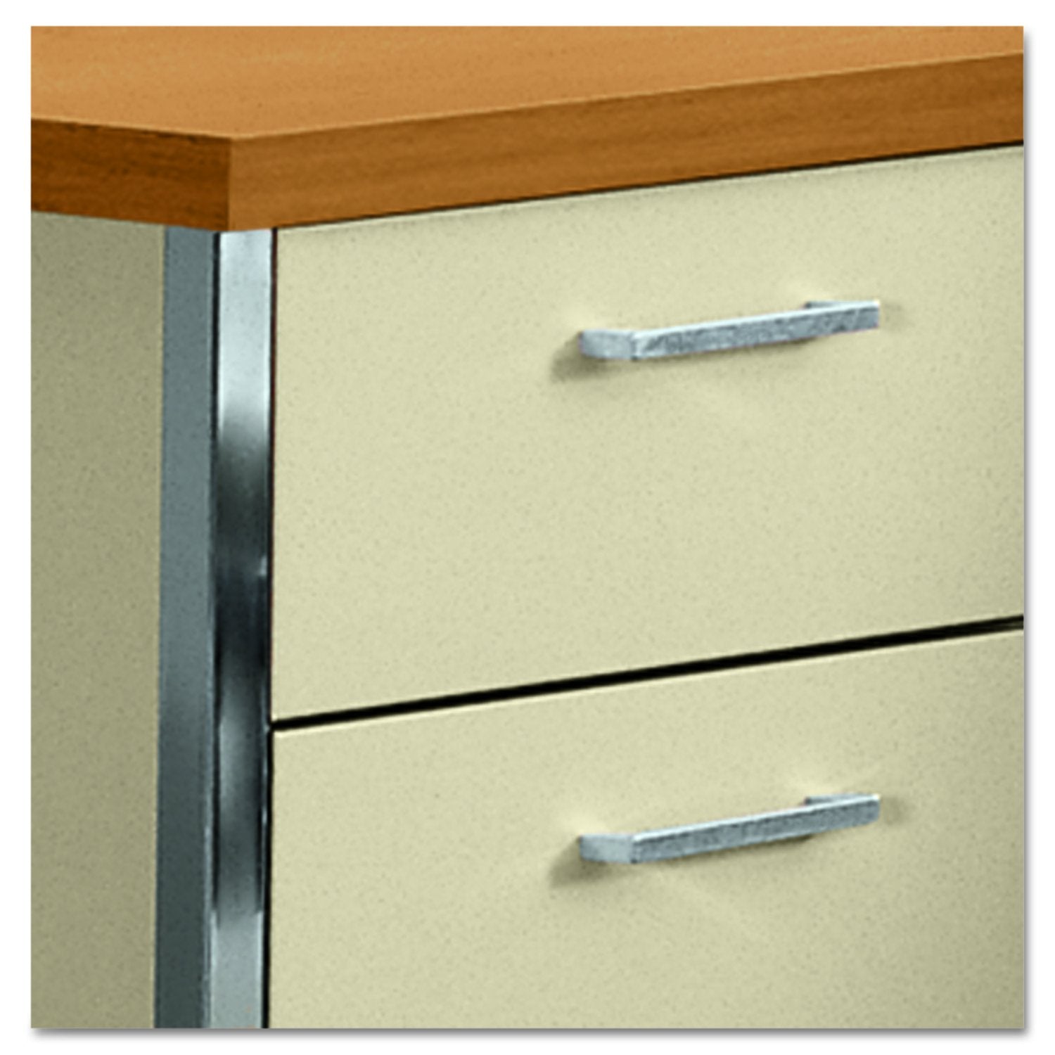 Hon Company Hon Steel Desk - Double Pedestal - 60" X 30" - Oak/Putty