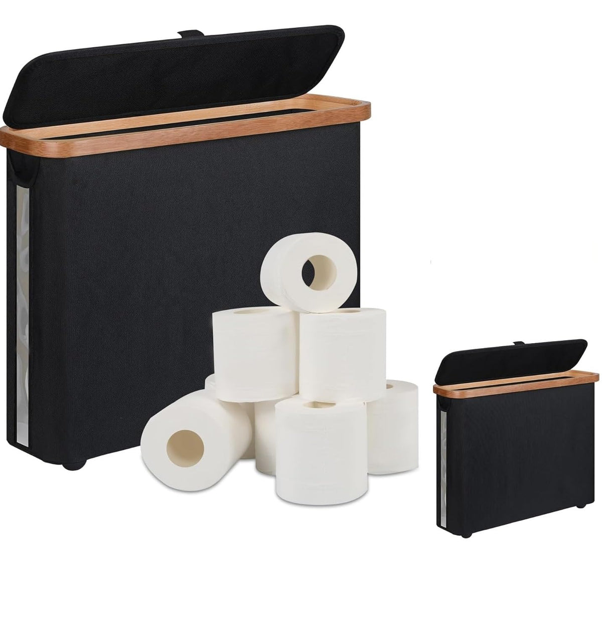 BWOGUE Foldable Storage Basket with 4Pcs Reinforced Bamboo Support Rods, Multipurpose Fabric Organizer Bin with Bamboo Frame for