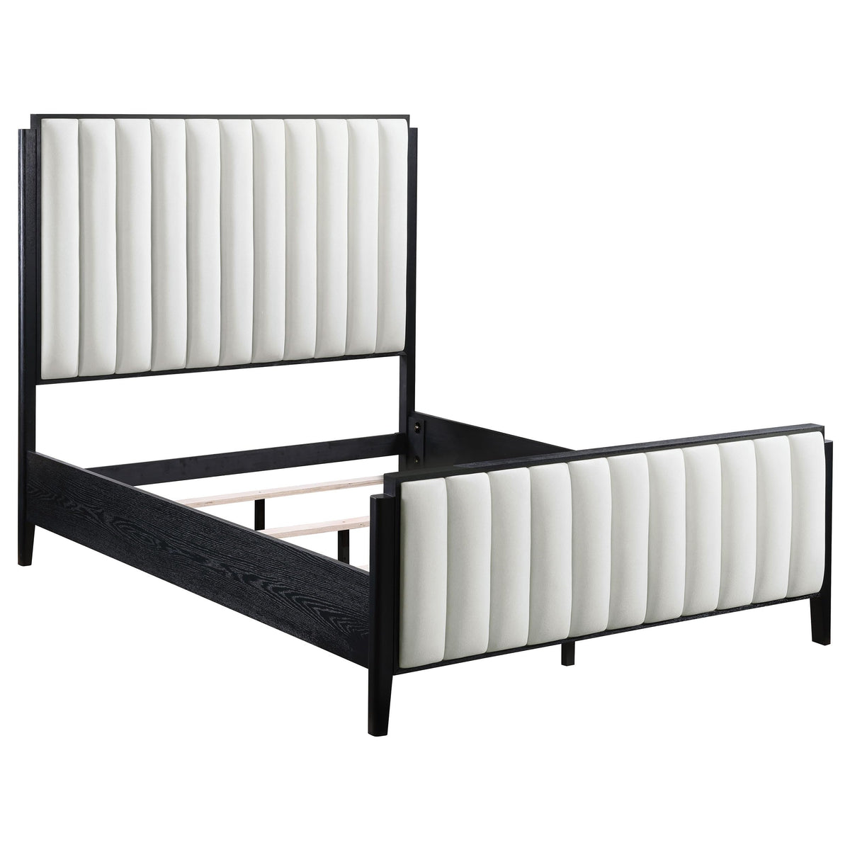 Coaster Home Furnishings Brookmead Transitional 4-Piece Bedroom Set Fabric Upholstered California King Size Panel Bed Frame 60-inch Headboard Black 224710KW-S4