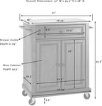 Crosley Furniture Compact Wood Top Small Rolling Cart with Shelves, Microwave Stand with Towel Rack, White
