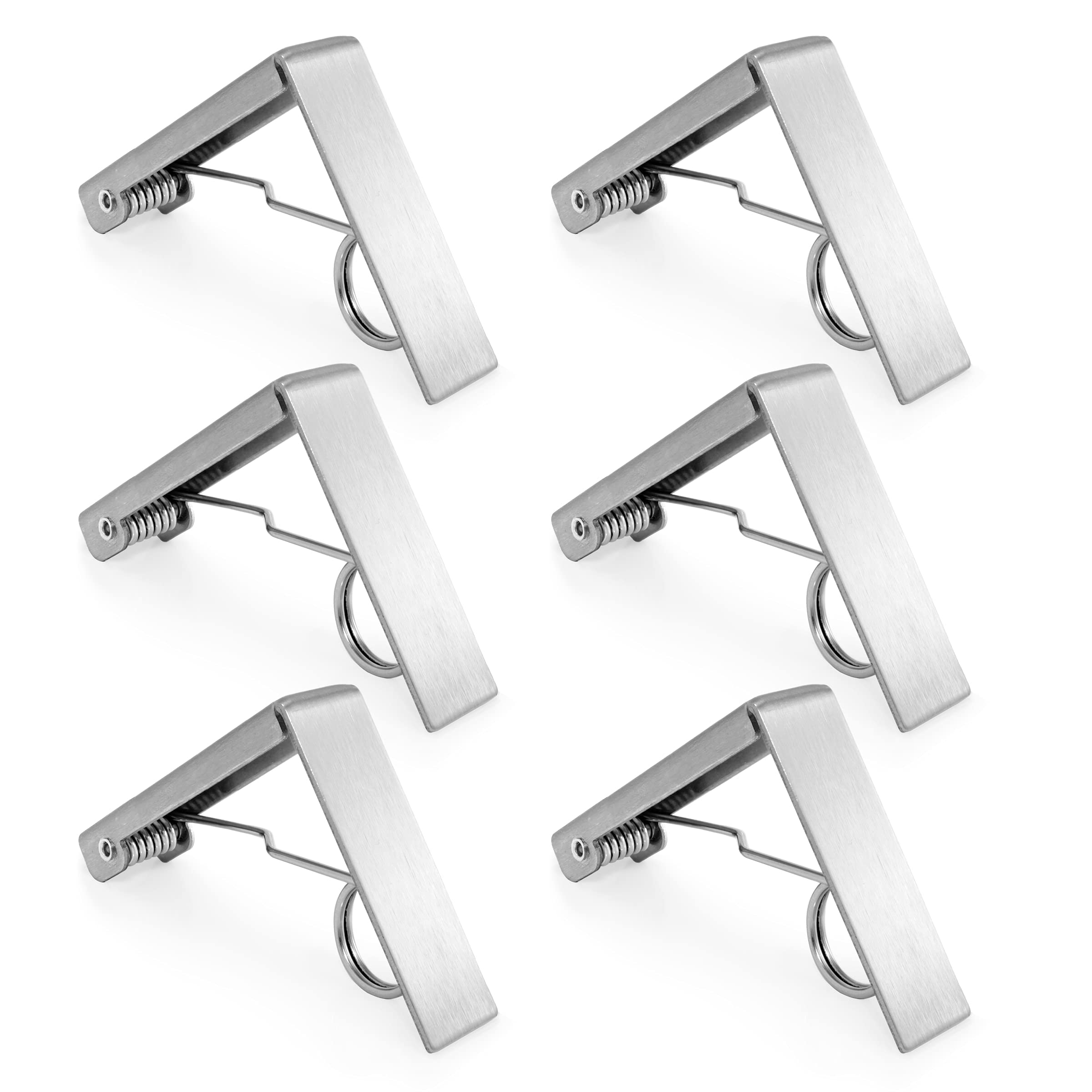 Protensils 6 Pcs Picnic Tablecloth Clips For Outdoor Tables - Stainless Steel Table Cloth Clip, Fits For 2.3” Thick Tables, Metal Clamps For Picnic Table Clips, Dining Table Cloth Holder