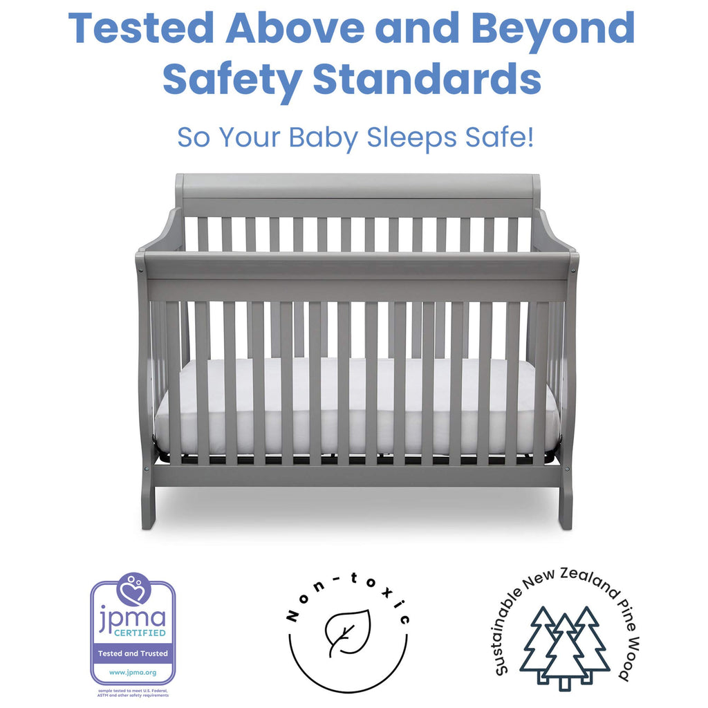 Delta Children Canton 4-In-1 Convertible Crib - Easy To Assemble, Grey