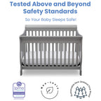Delta Children Canton 4-In-1 Convertible Crib - Easy To Assemble, Grey