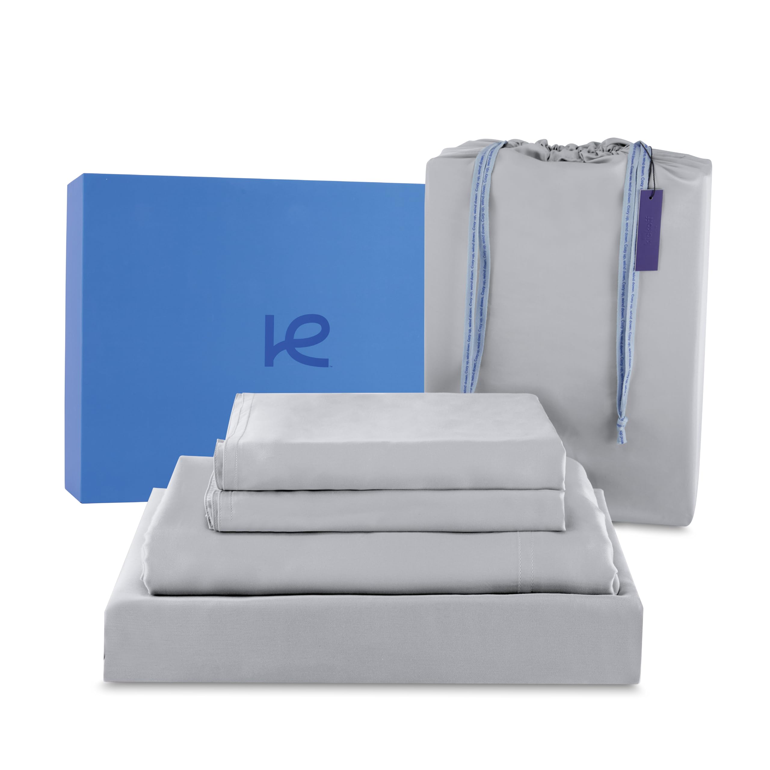 Kickoff 100% Bamboo Viscose 4-Pc Bedding Sheet Set, Full Size, Cooling & Breathable, Double Stitching, Flat & Fitted Sheets, Pil