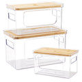 Goabroa 3 Pack Trash Bag Holder Dispenser with Bamboo Top, Stackable Garbage Bag Holder for TrashBags 13/30/33 Gallon, Garbage B