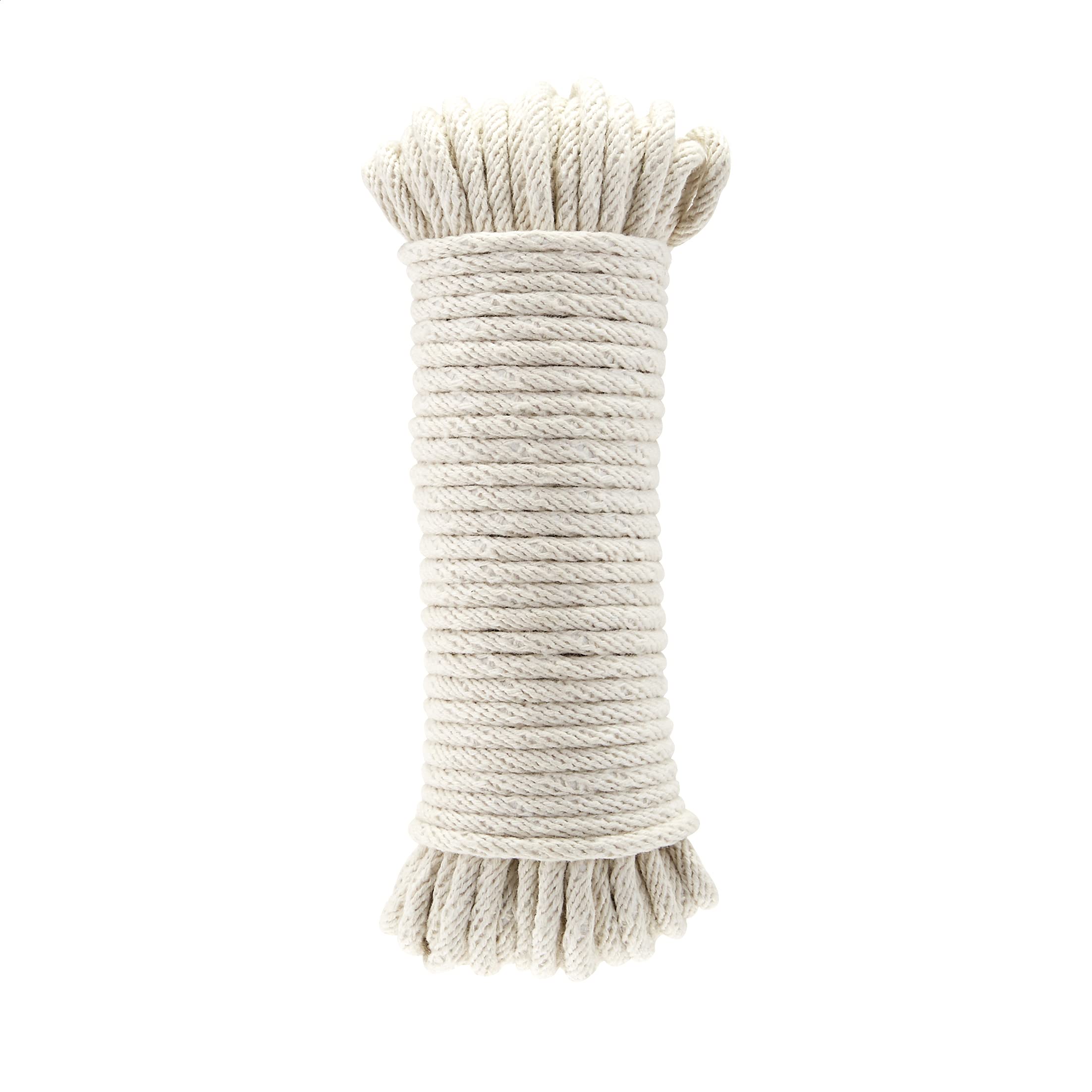 Amazon Basics Natural Cotton Braided Rope for DIY Crafts, All-Purpose Clothesline, Indoor & Outdoor Use, 3/16 Inch x 50 Foot (4.