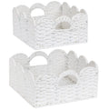 Graciadeco Scalloped Wicker Basket Natural Paper Rope Storage Baskets with Handles Handwoven Organizer Bin Wicker Storage Basket