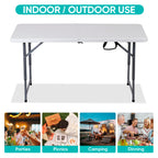 Zenstyle 4 Ft Adjustable Folding Table, Indoor Outdoor Portable Plastic Dining Card Table Utility Table For Camping Dining Event Party, White (48'X24', Rectangular)