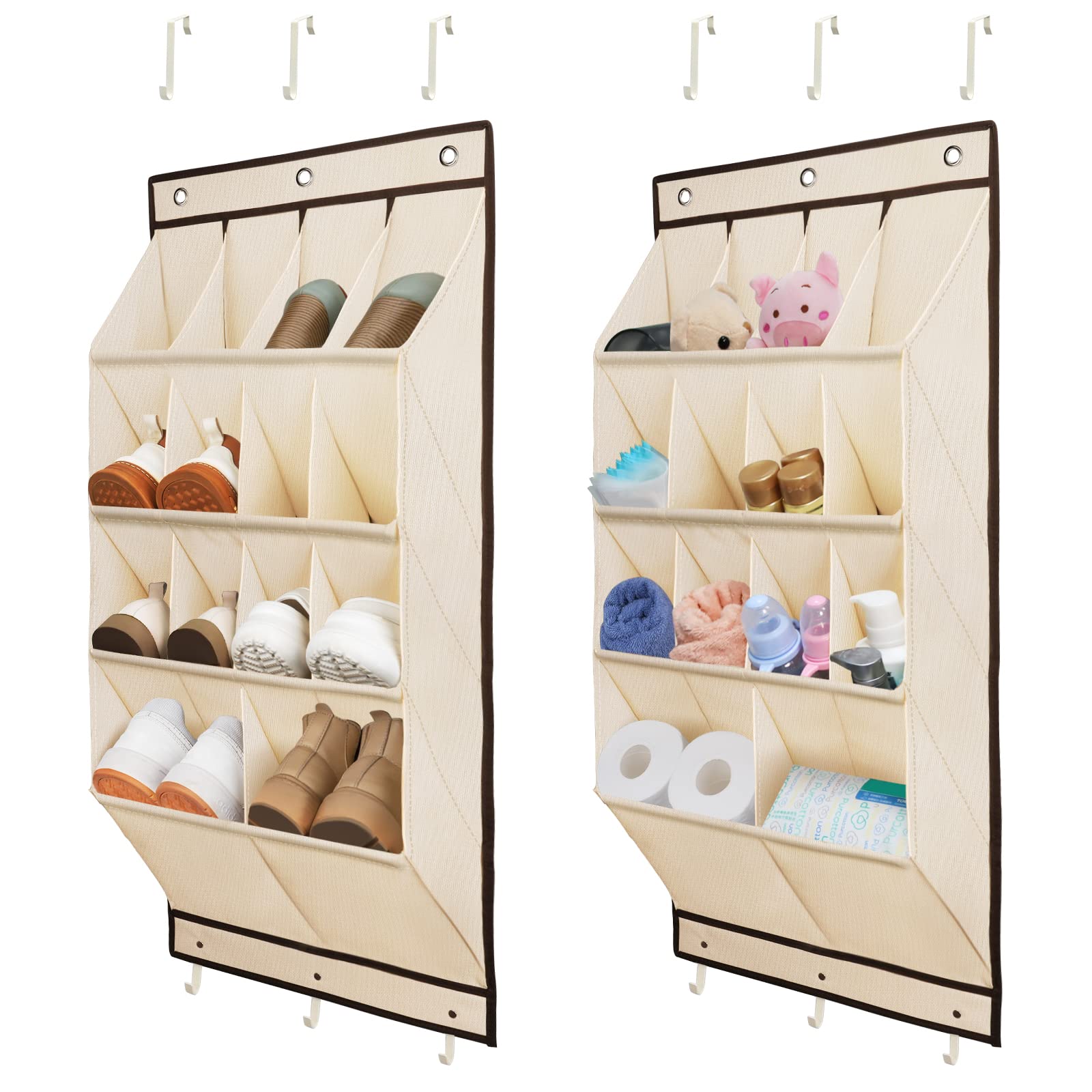 Fentec 2 Pack Over The Door Shoe Organizer, Hanging Shoe Organizer, Door Shoe Rack With Deep Pockets, Shoe Holder Hanger For Clo