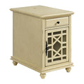 Martin Svensson Home Elegant Chairside End Table with Power, Antique Cream White