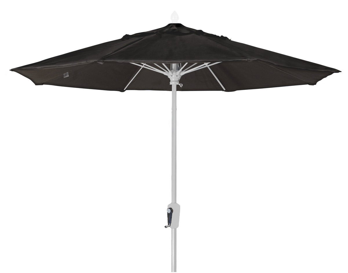 Fiberbuilt Umbrellas 7Mcrw-8601 Market Umbrella, 7.5' Diameter Marine Grade Canopy With White Pole, Black