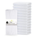 GOLD TEXTILES 12 Pack Economy White Washcloths Set (12x12 inches) - Cotton Blend Commercial Grade Cleaning Rags, Quick Drying & 