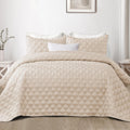 Exclusivo Mezcla Beige Quilt Set Queen Size (90'X96'), Lightweight Summer Quilt Full Queen For All Seasons, Soft Modern Geomet