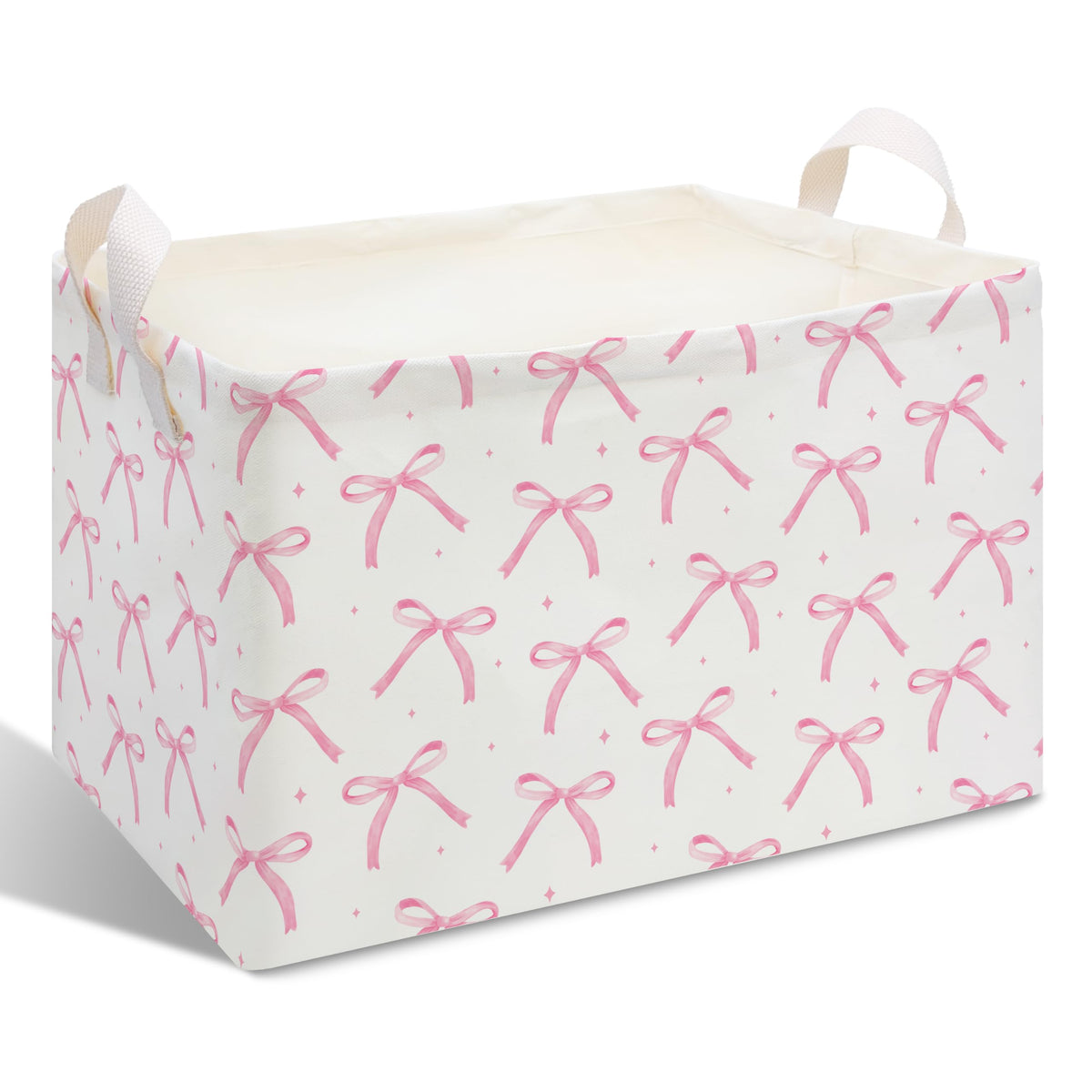 CIAEXRN Pink Bow Collapsible Storage Basket with Handles