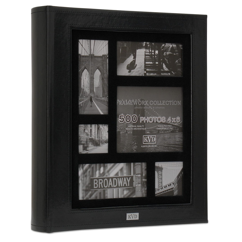 Kleer-Vu Photo Album Suedeleather Collection, Holds 500 4X6 Inches Photos, 5 Per Page - Black